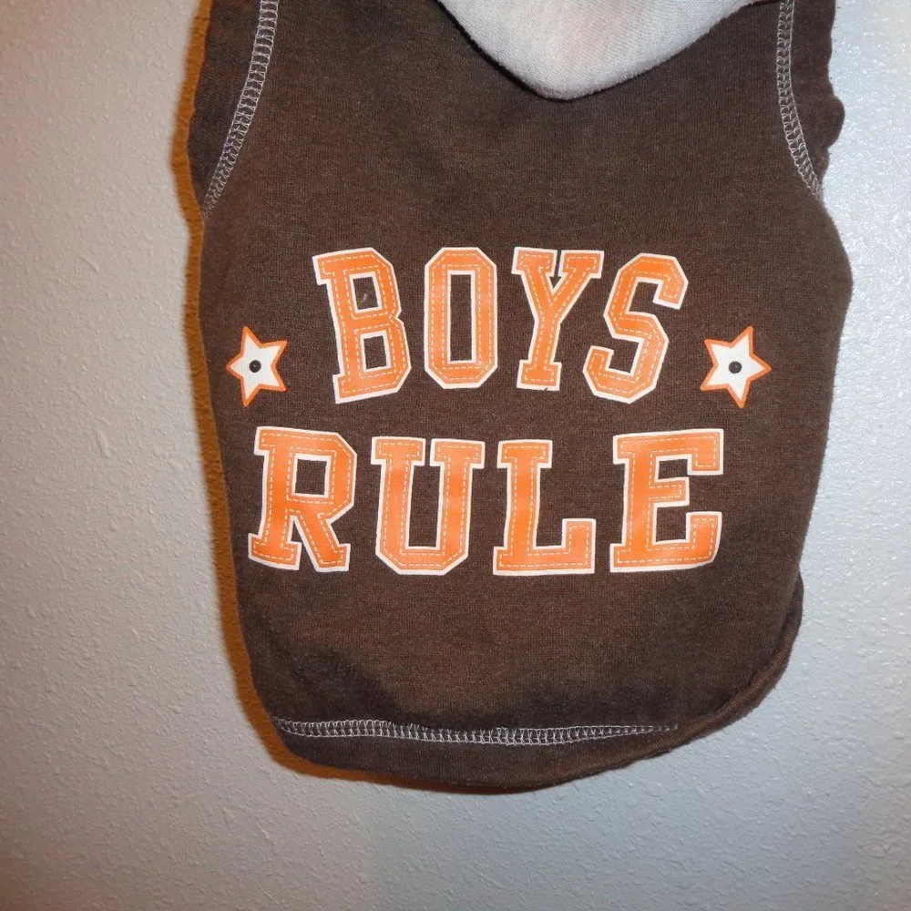 Wag-a-tude BOYS RULE Dog Hoodie Size Medium